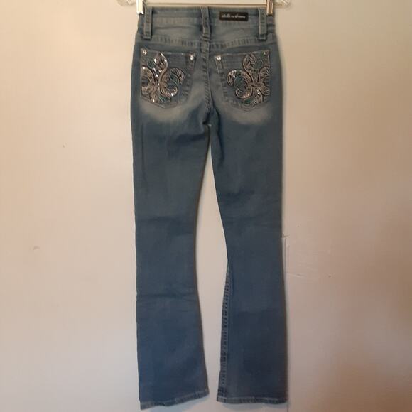 Stella In Dreams Women's Mid Rise Boot Cut Jeans Embroidered Size 1/25 - Picture 6 of 11